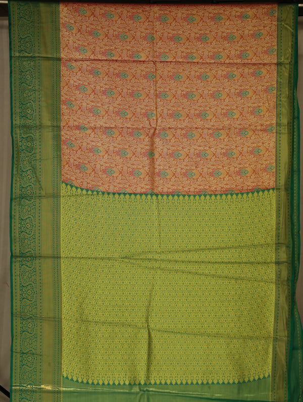 Meadow Green Dharmavaram Inspired Semi Silk Saree with Medium Medium Contrast Border