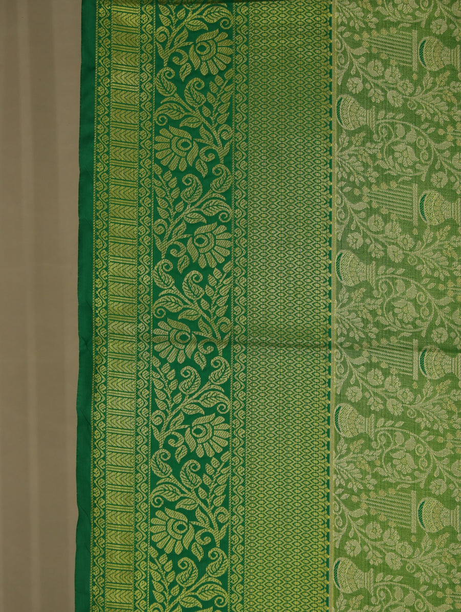 Meadow Green Uppada Inspired Semi Silk Saree with Medium Medium Self Border