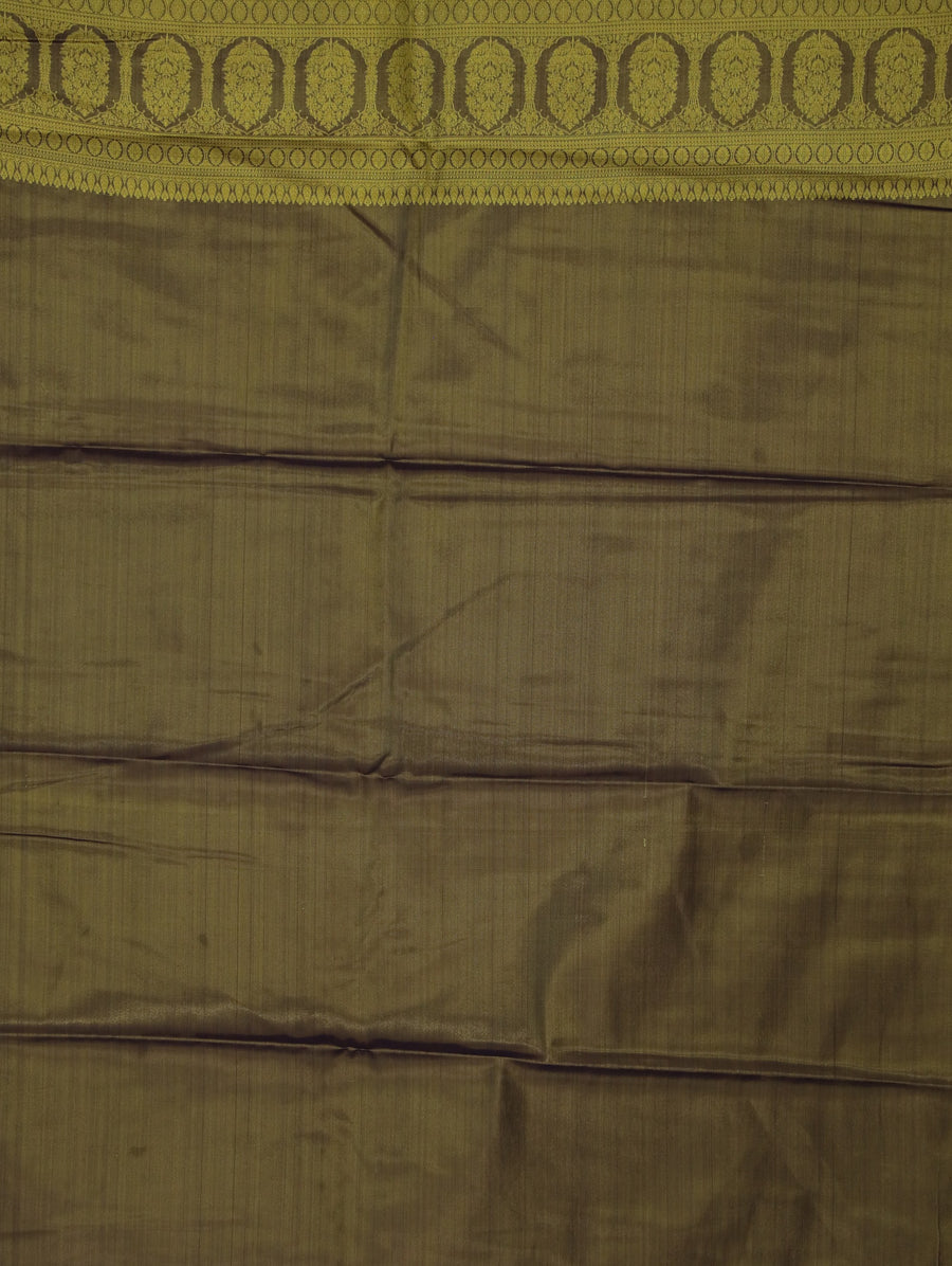 Dusty Teal Kanchipuram Inspired Semi Silk Saree with Wide Wide Contrast Border