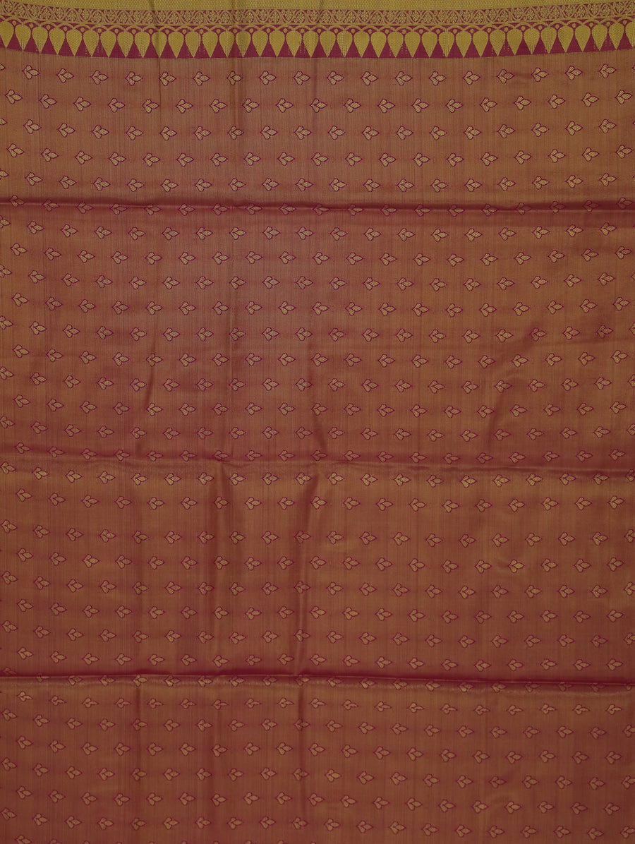 Champagne Gold Dharmavaram Inspired Semi Silk Saree with Wide Wide Contrast Border