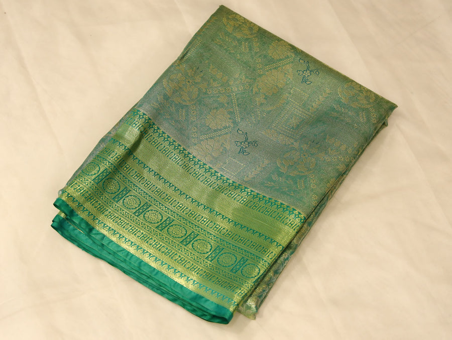 Sage Green Uppada Inspired Semi Silk Saree with Wide Wide Self Border
