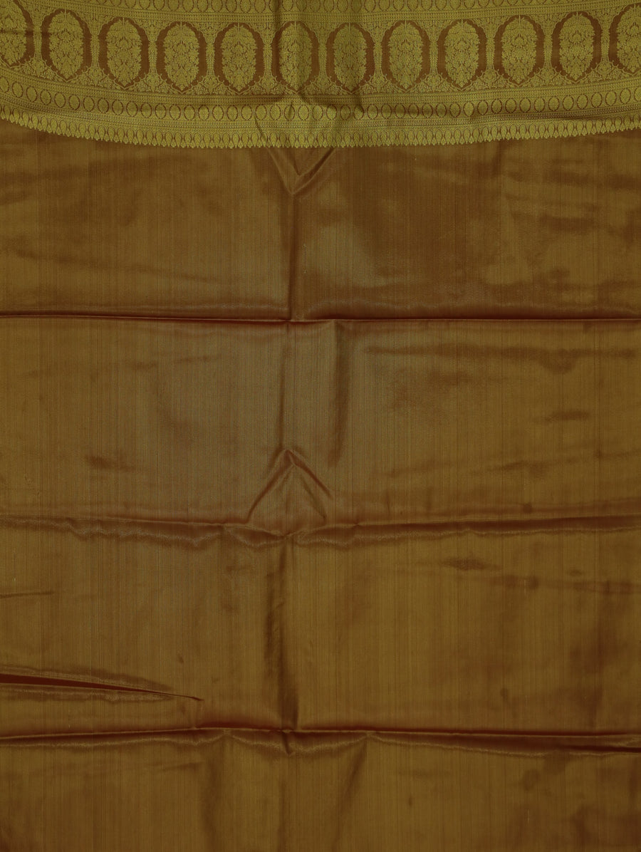 Champagne Gold Dharmavaram Inspired Semi Silk Saree with Medium Medium Contrast Border