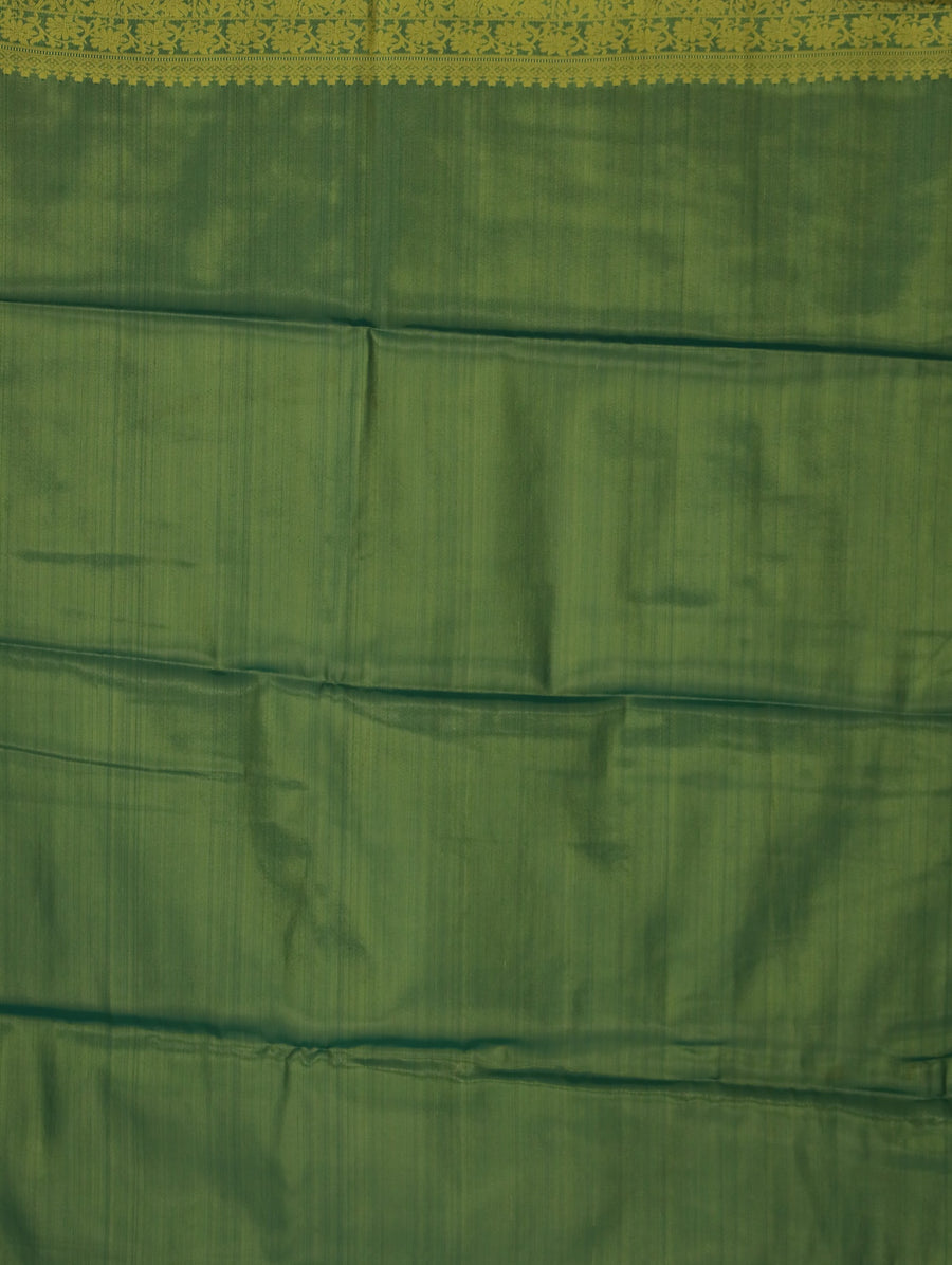 Olive Green Uppada Inspired Semi Silk Saree with Medium Medium Contrast Border