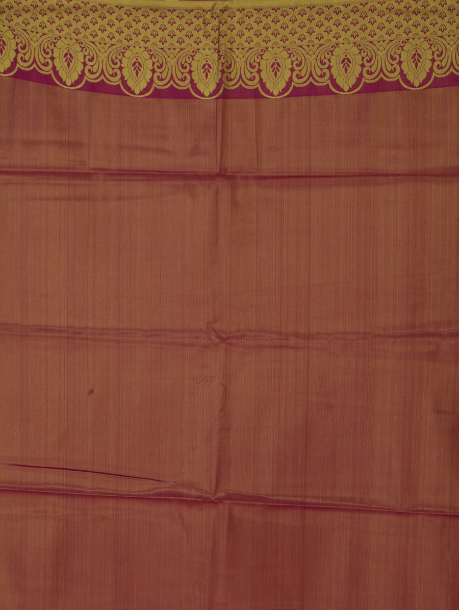 Dusty Rose Kanchipuram Inspired Semi Silk Saree with Wide Wide Contrast Border