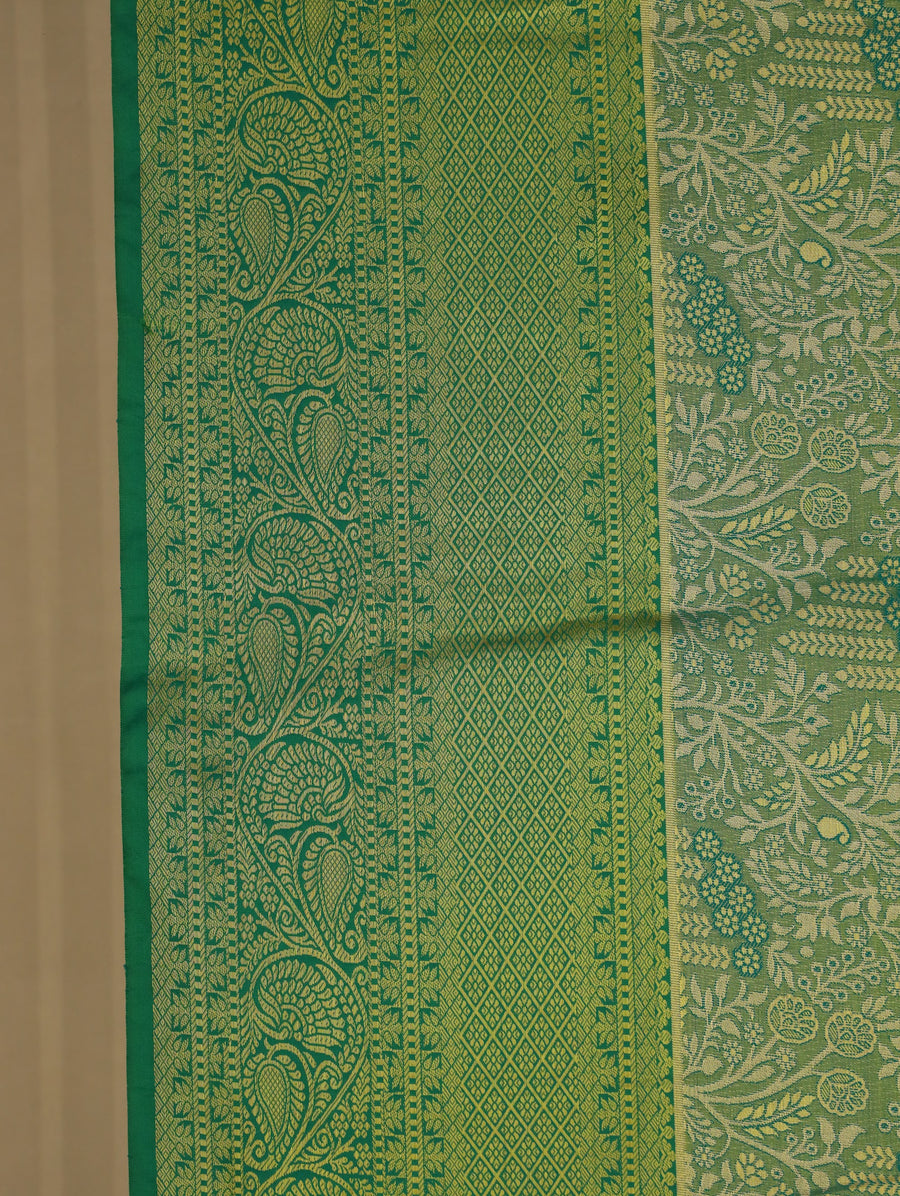 Olive Green Dharmavaram Inspired Semi Silk Saree with Narrow Narrow Self Border