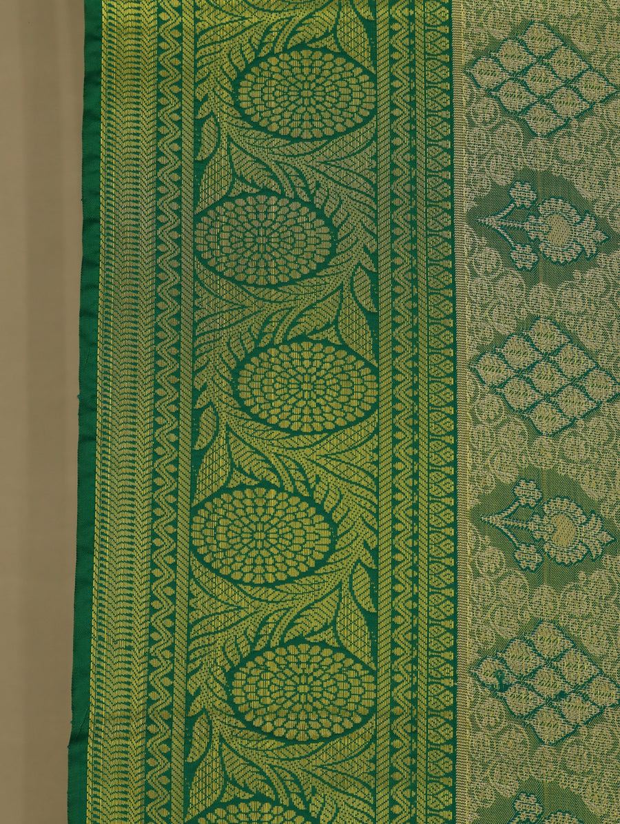 Olive Green Uppada Inspired Semi Silk Saree with Medium Medium Contrast Border