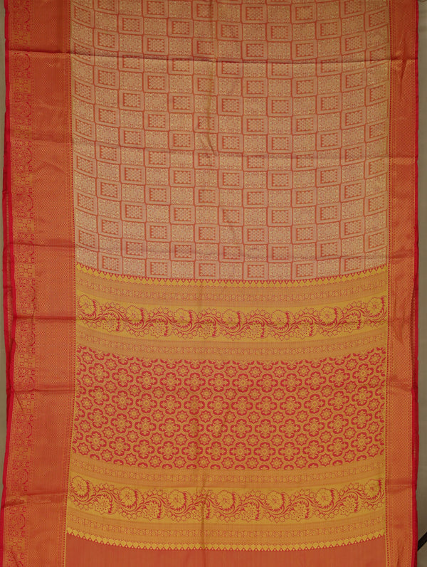 Burnt Orange Dharmavaram Inspired Semi Silk Saree with Medium Medium Self Border