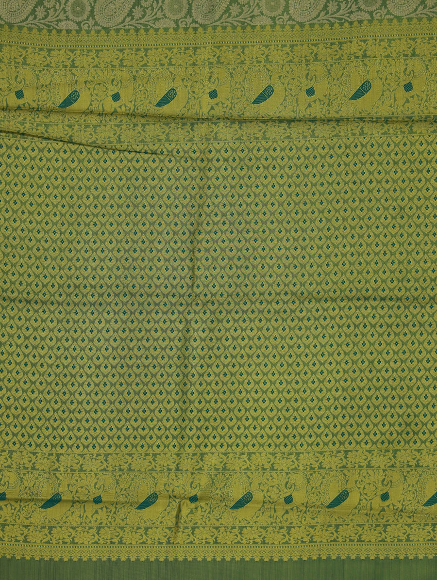 Olive Green Uppada Inspired Semi Silk Saree with Medium Medium Contrast Border