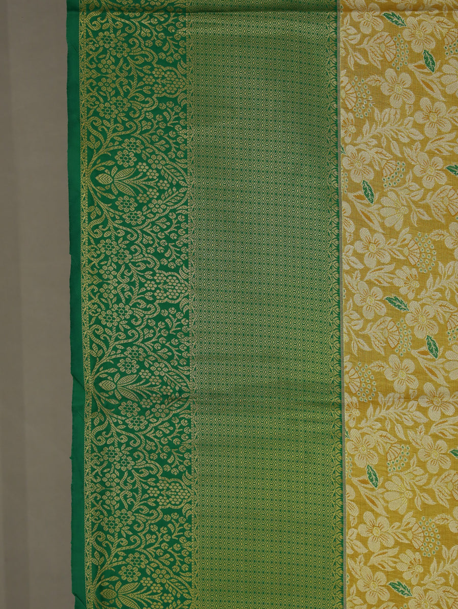 Sage Green Mysore Inspired Semi Silk Saree with Medium Medium Self Border