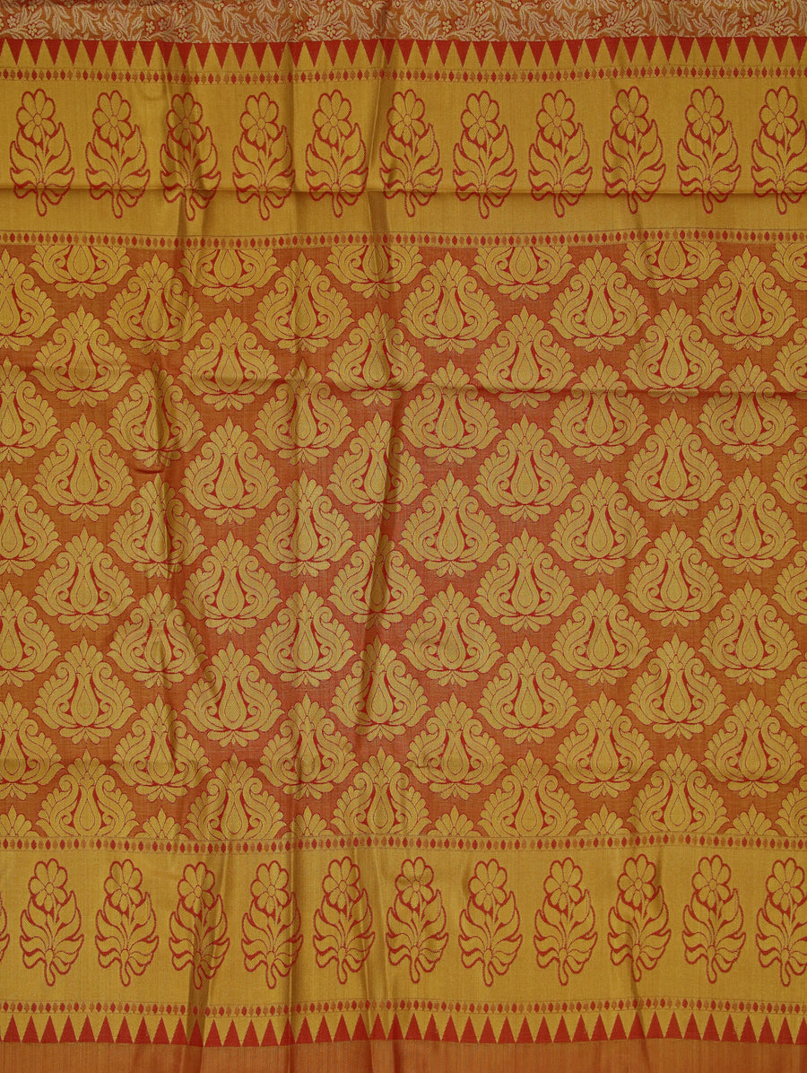 Champagne Gold Dharmavaram Inspired Semi Silk Saree with Wide Wide Contrast Border