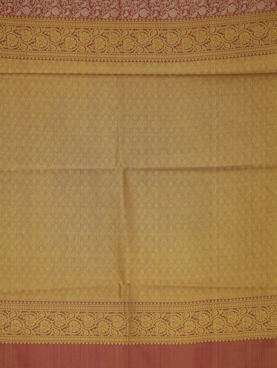 Champagne Gold Dharmavaram Inspired Semi Silk Saree with Medium Medium Contrast Border