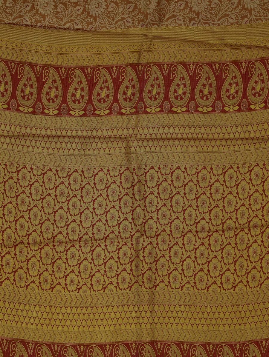 Ivory Gold Dharmavaram Inspired Semi Silk Saree with Wide Wide Contrast Border