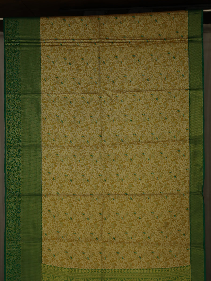 Sage Green Mysore Inspired Semi Silk Saree with Medium Medium Self Border