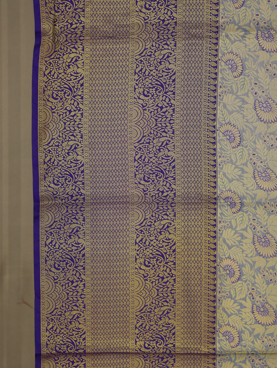 Champagne Gold Kanchipuram Inspired Semi Silk Saree with Wide Wide Contrast Border