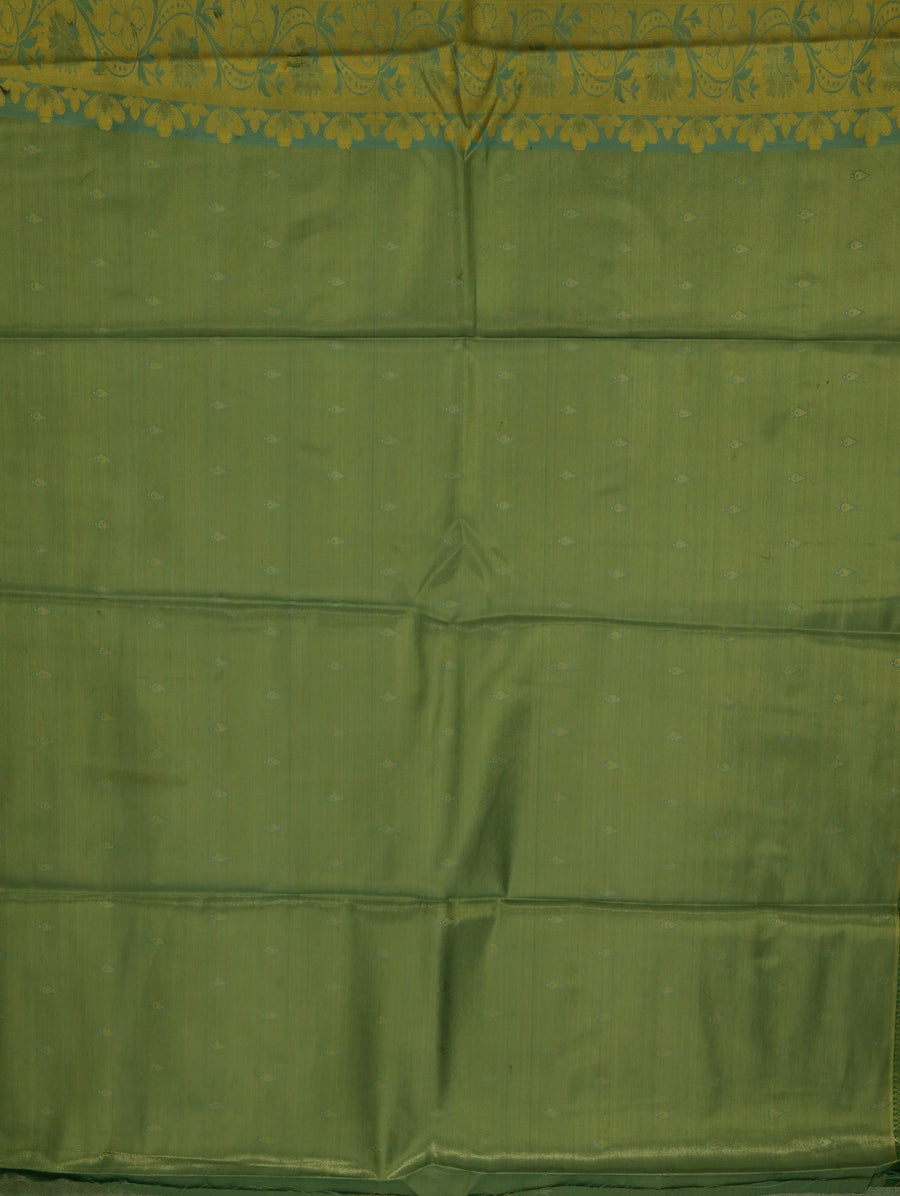 Sage Green Kanchipuram Inspired Semi Silk Saree with Medium Medium Self Border