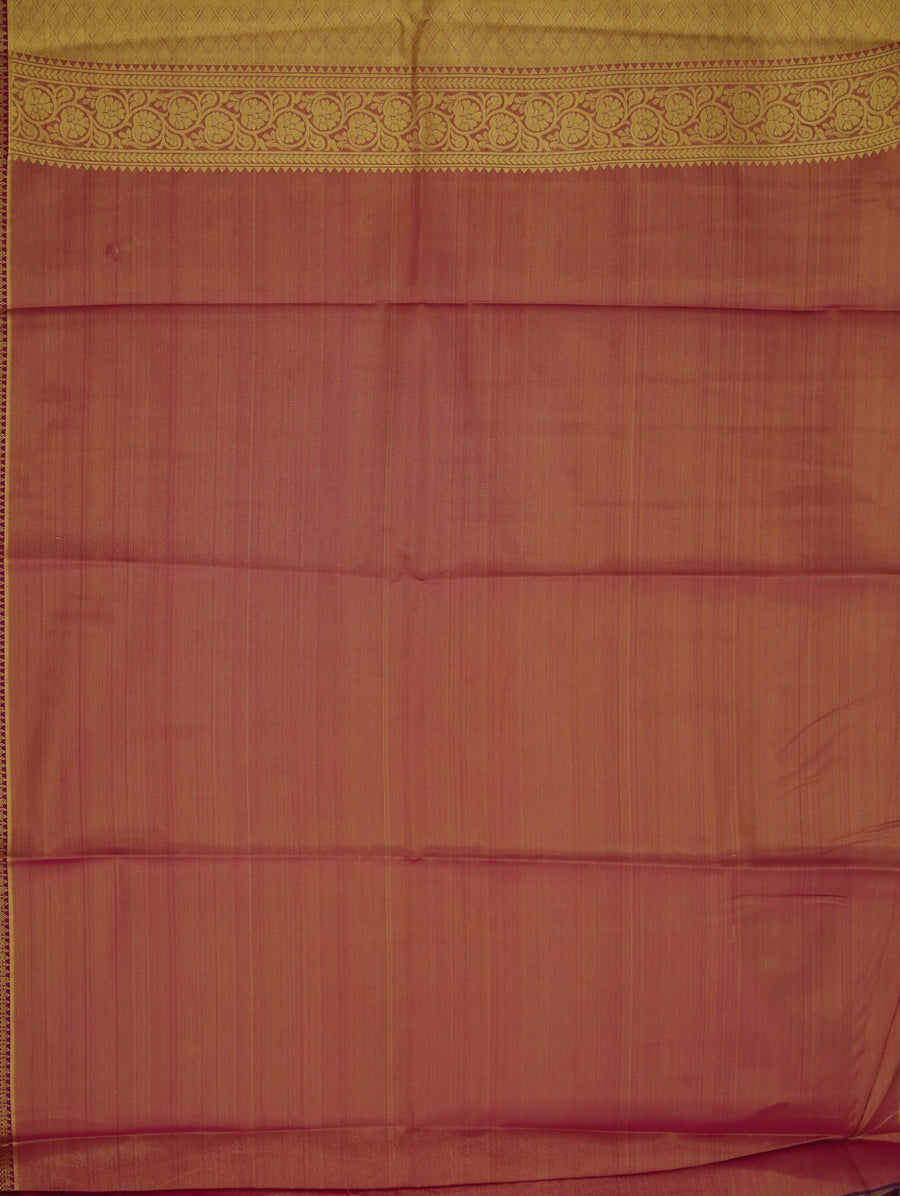 Champagne Gold Dharmavaram Inspired Semi Silk Saree with Medium Medium Contrast Border