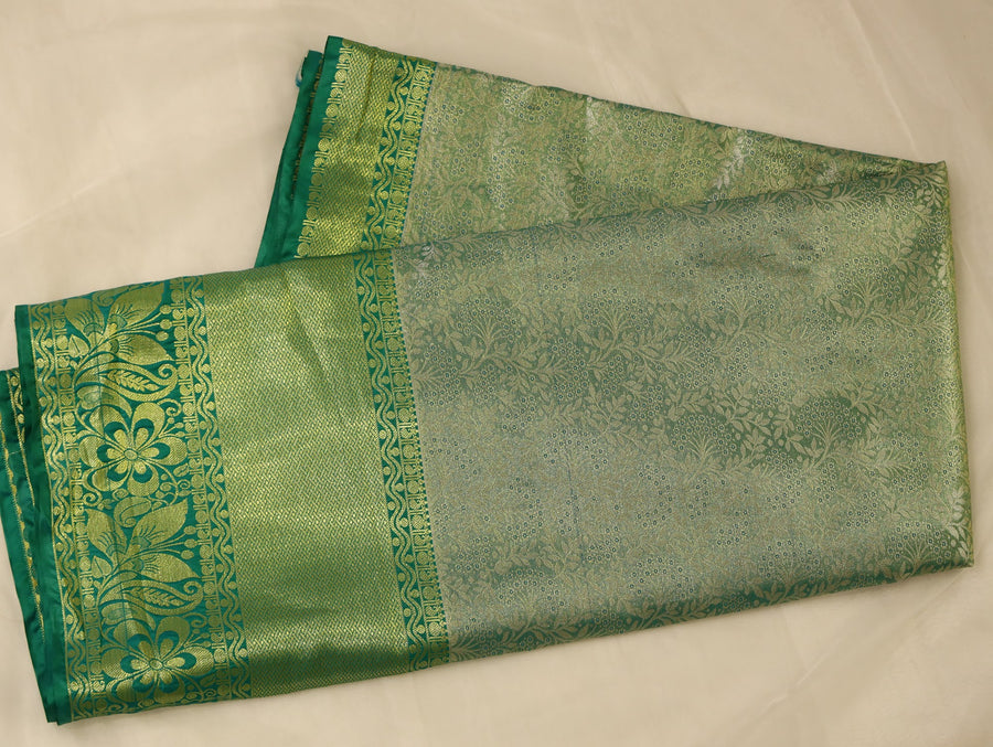 Sage Green Uppada Inspired Semi Silk Saree with Wide Wide Contrast Border
