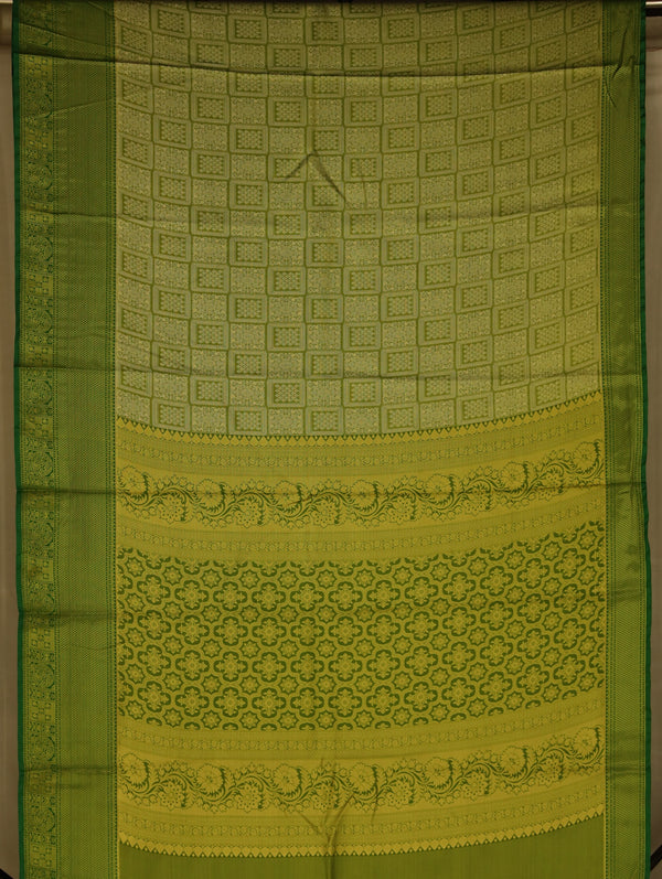 Moss Green Mysore Inspired Semi Silk Saree with Narrow Narrow Self Border