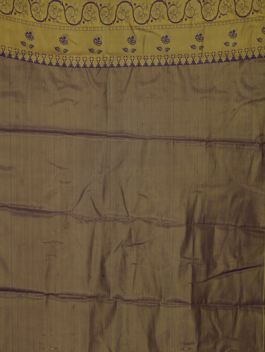 Burnt Orange Gadwal Inspired Semi Silk Saree with Medium Medium Contrast Border