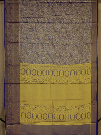 Mustard Yellow Dharmavaram Inspired Semi Silk Saree with Medium Medium Contrast Border