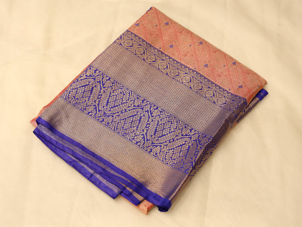 Burnt Orange Uppada Inspired Semi Silk Saree with Wide Wide Contrast Border