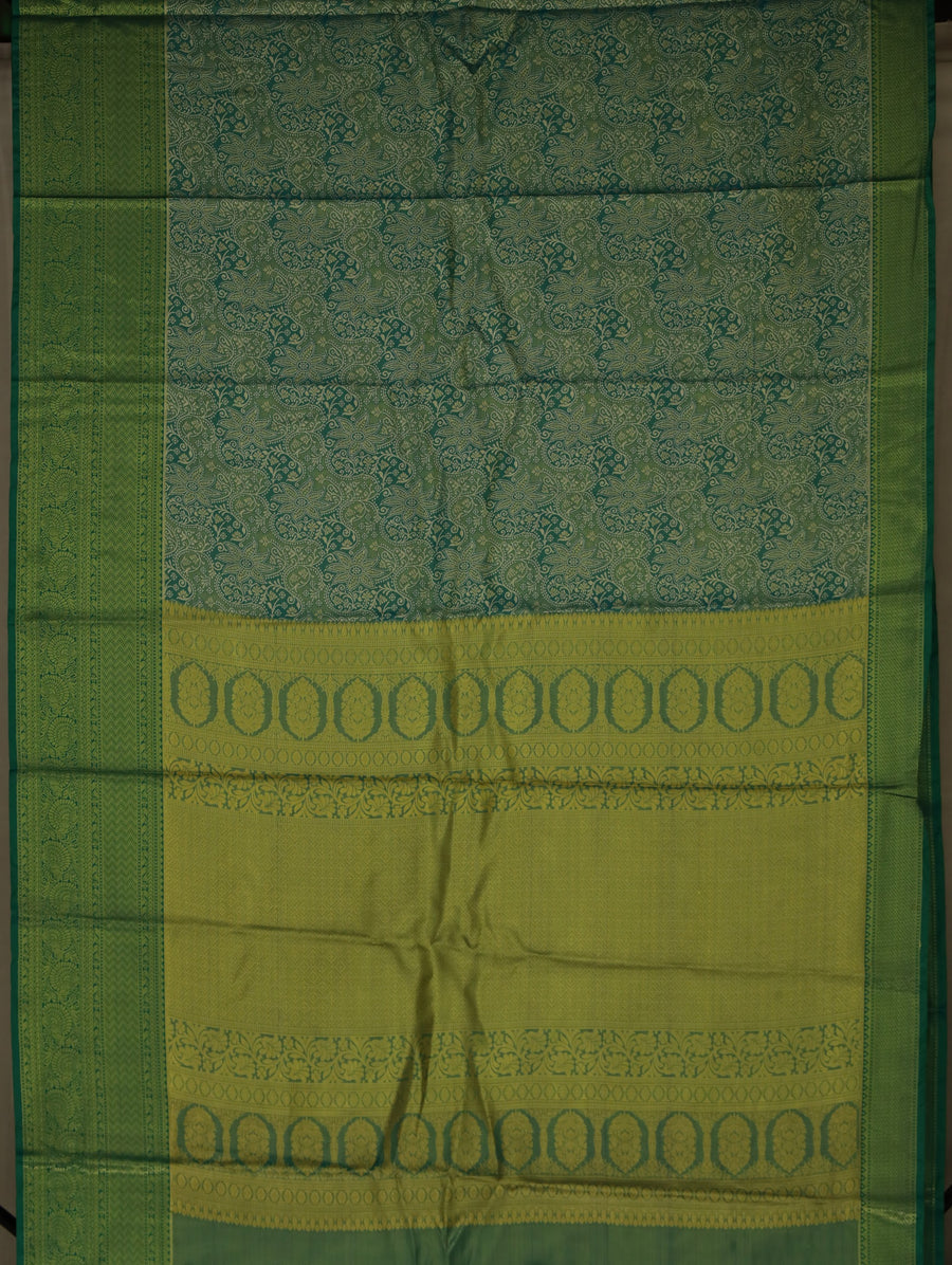 Sage Green Kanchipuram Inspired Semi Silk Saree with Medium Medium Self Border