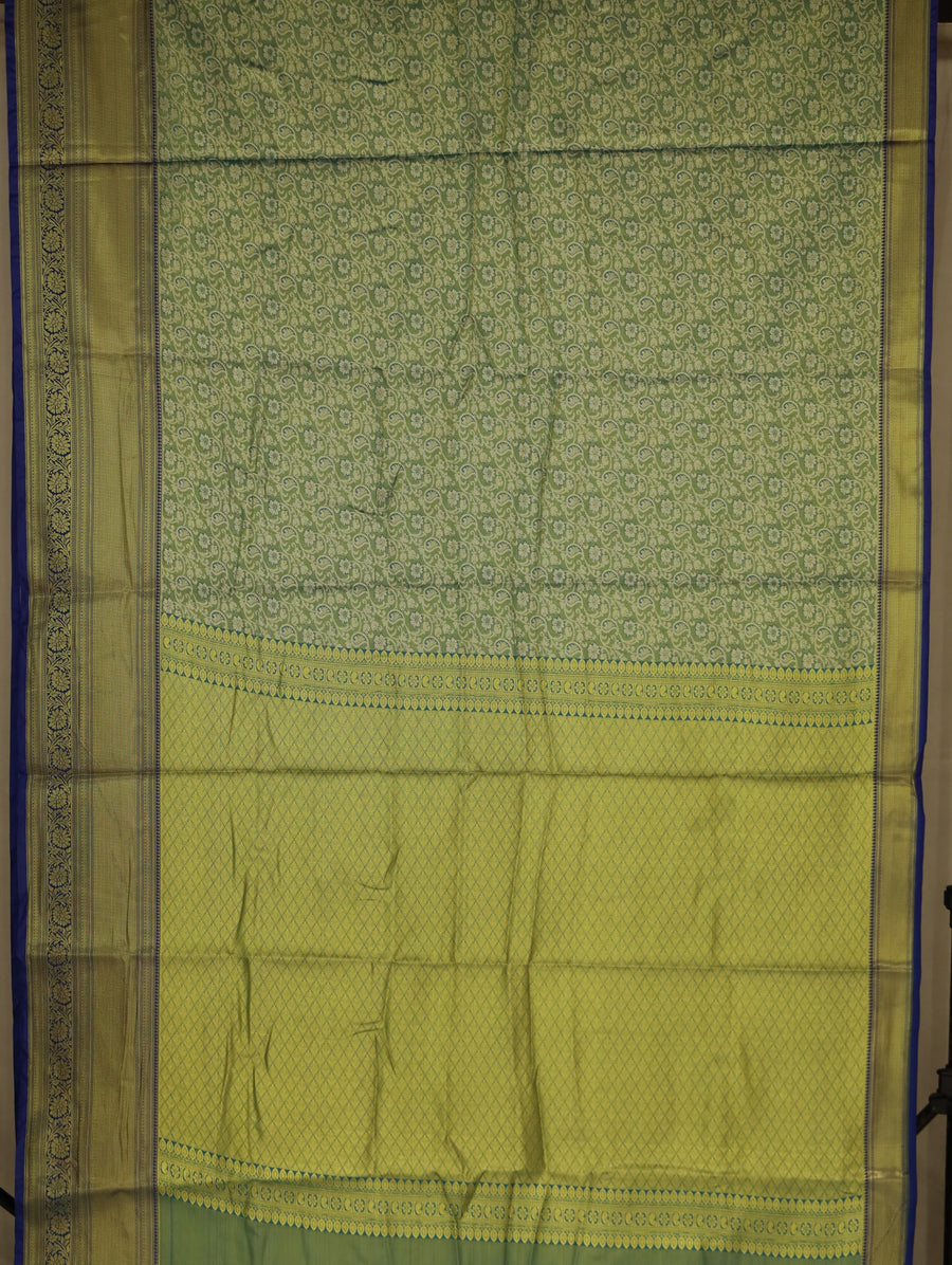 Olive Green Uppada Inspired Semi Silk Saree with Narrow Narrow Contrast Border