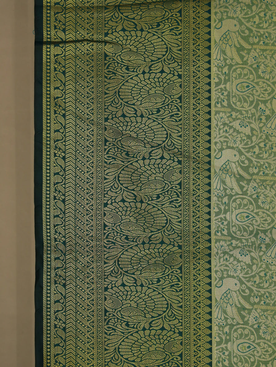 Mint Green Uppada Inspired Semi Silk Saree with Wide Wide Contrast Border