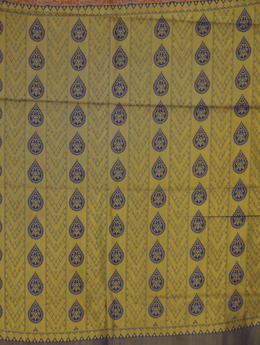Olive Green Uppada Inspired Semi Silk Saree with Medium Medium Contrast Border