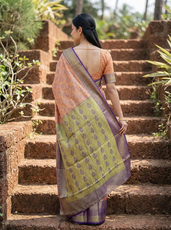 Dusty Rose Uppada Inspired Semi Silk Saree with Narrow Narrow Contrast Border