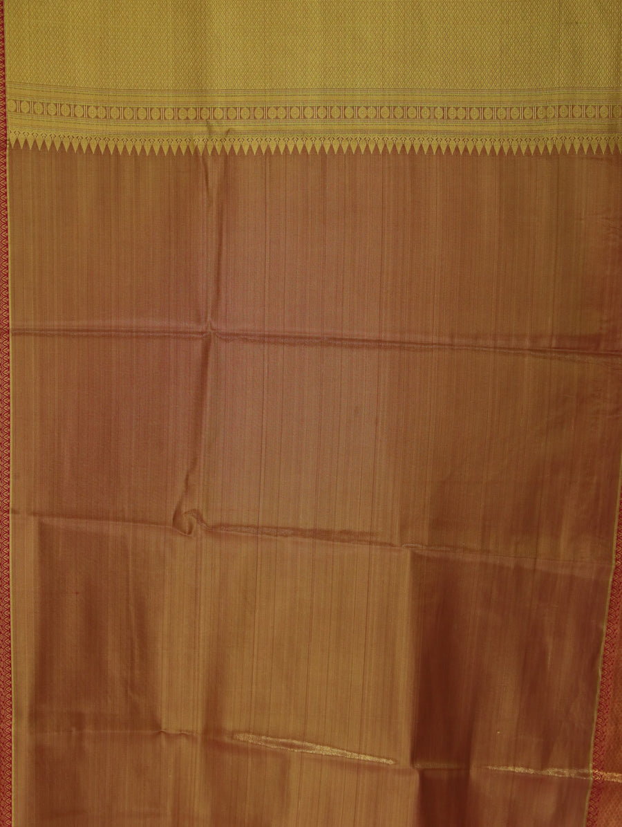 Sage Green Kanchipuram Inspired Semi Silk Saree with Wide Wide Contrast Border
