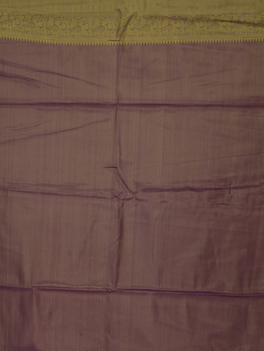 Champagne Gold Kanchipuram Inspired Semi Silk Saree with Wide Wide Contrast Border