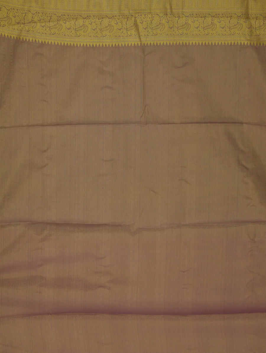 Champagne Gold Dharmavaram Inspired Semi Silk Saree with Medium Medium Contrast Border