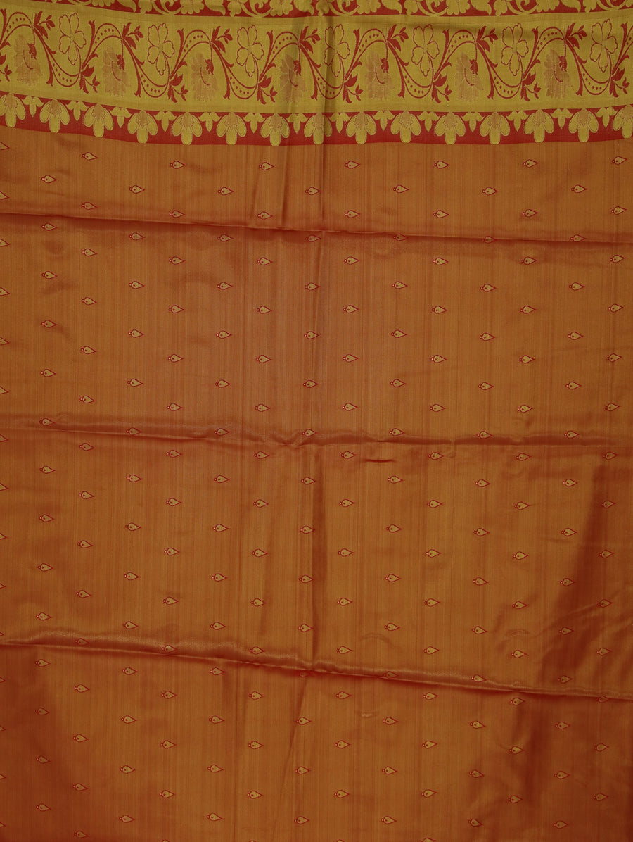 Champagne Gold Dharmavaram Inspired Semi Silk Saree with Wide Wide Contrast Border