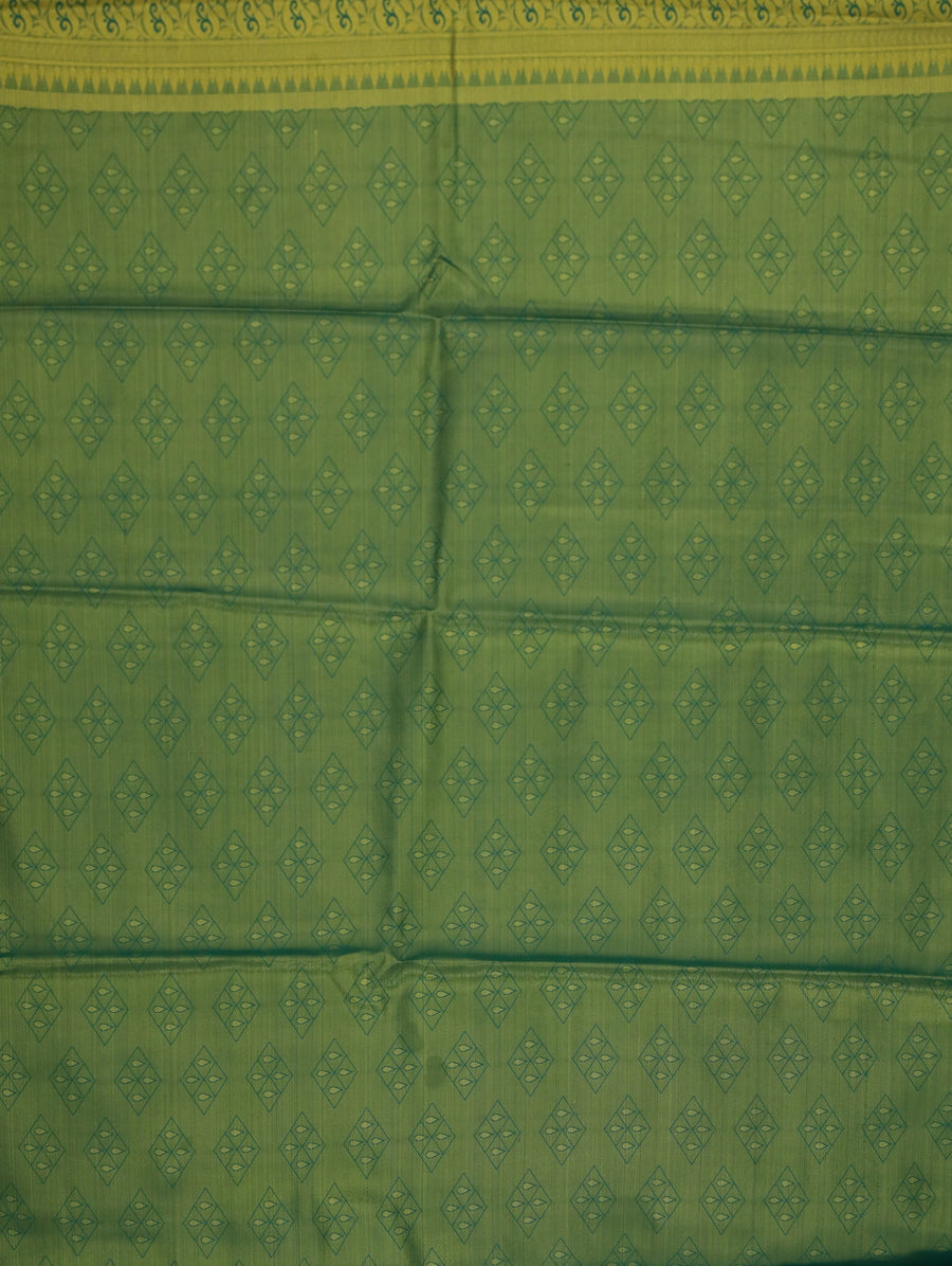 Sage Green Uppada Inspired Semi Silk Saree with Medium Medium Contrast Border