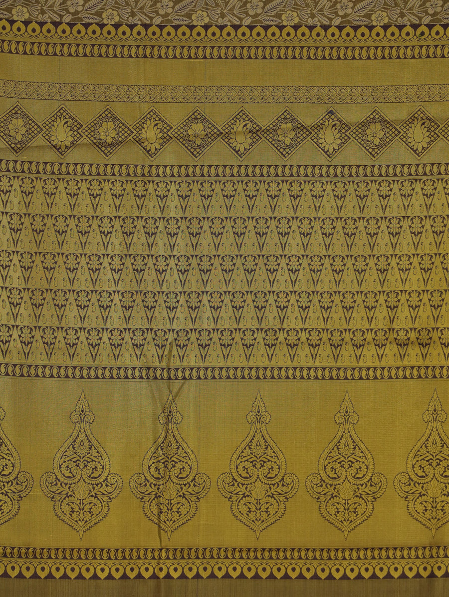 Moss Olive Dharmavaram Inspired Semi Silk Saree with Wide Wide Contrast Border