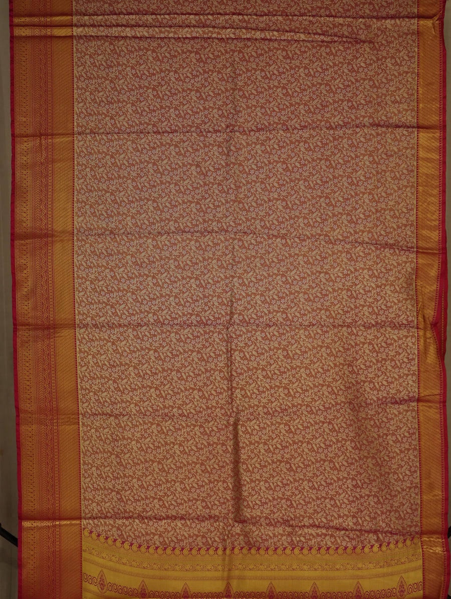 Dusty Rose Dharmavaram Inspired Semi Silk Saree with Medium Medium Contrast Border