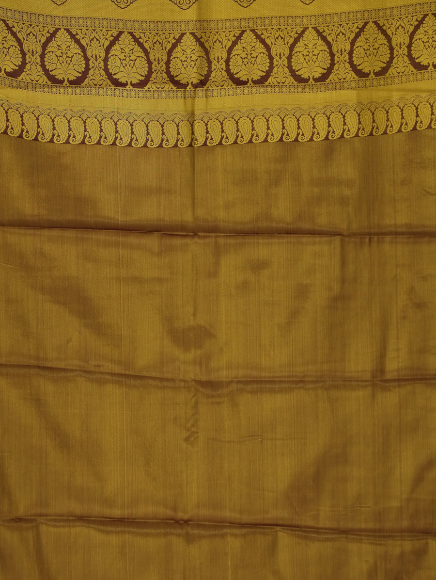 Champagne Gold Dharmavaram Inspired Semi Silk Saree with Medium Medium Contrast Border