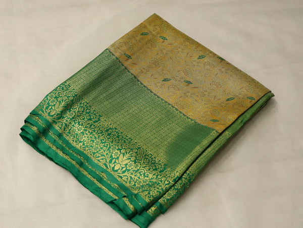 Sage Green Mysore Inspired Semi Silk Saree with Medium Medium Self Border