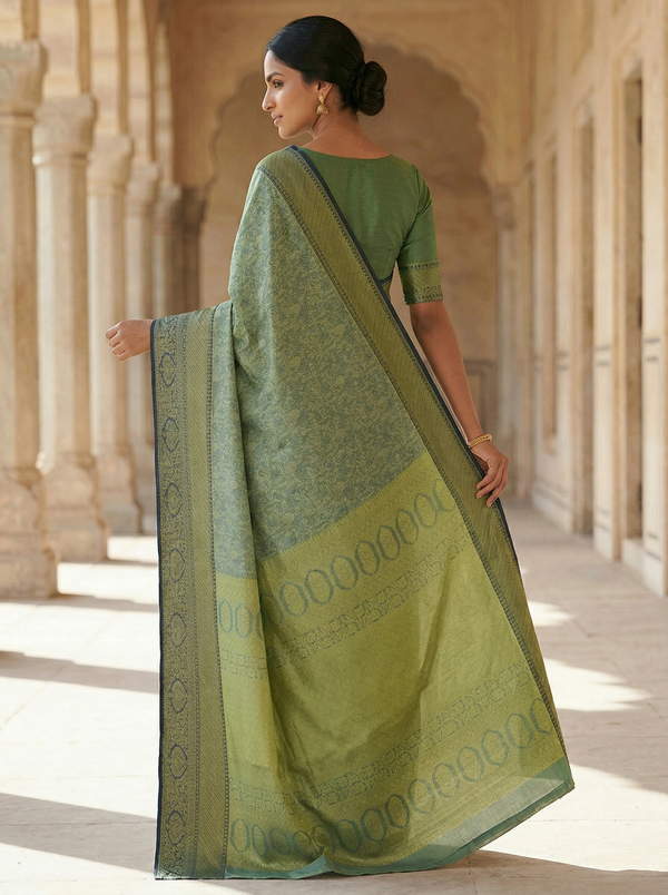 Moss Green Uppada Inspired Semi Silk Saree with Medium Medium Self Border