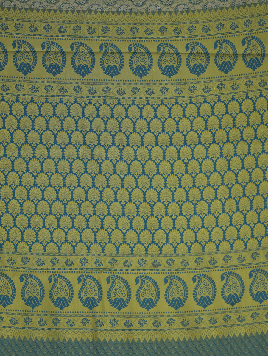 Sage Green Dharmavaram Inspired Semi Silk Saree with Medium Medium Contrast Border