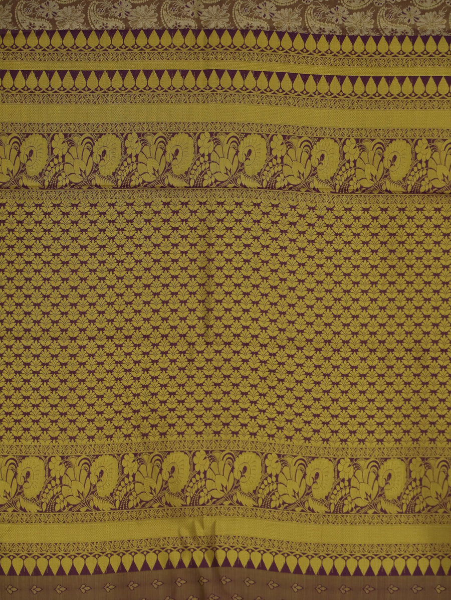 Champagne Gold Dharmavaram Inspired Semi Silk Saree with Wide Wide Contrast Border