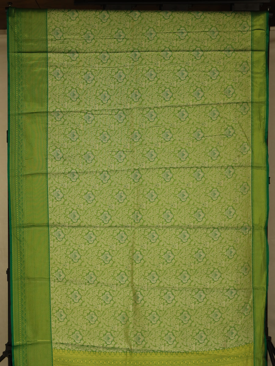 Lime Green Uppada Inspired Semi Silk Saree with Medium Medium Self Border