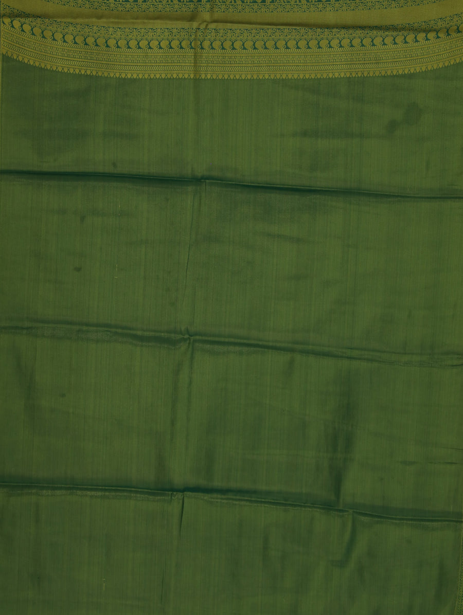 Sage Green Kanchipuram Inspired Semi Silk Saree with Medium Medium Contrast Border