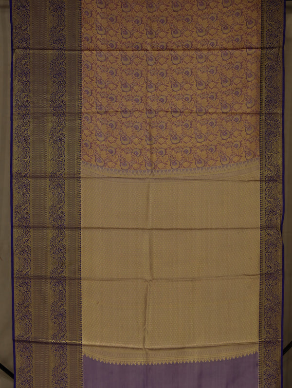 Champagne Gold Dharmavaram Inspired Semi Silk Saree with Medium Medium Contrast Border