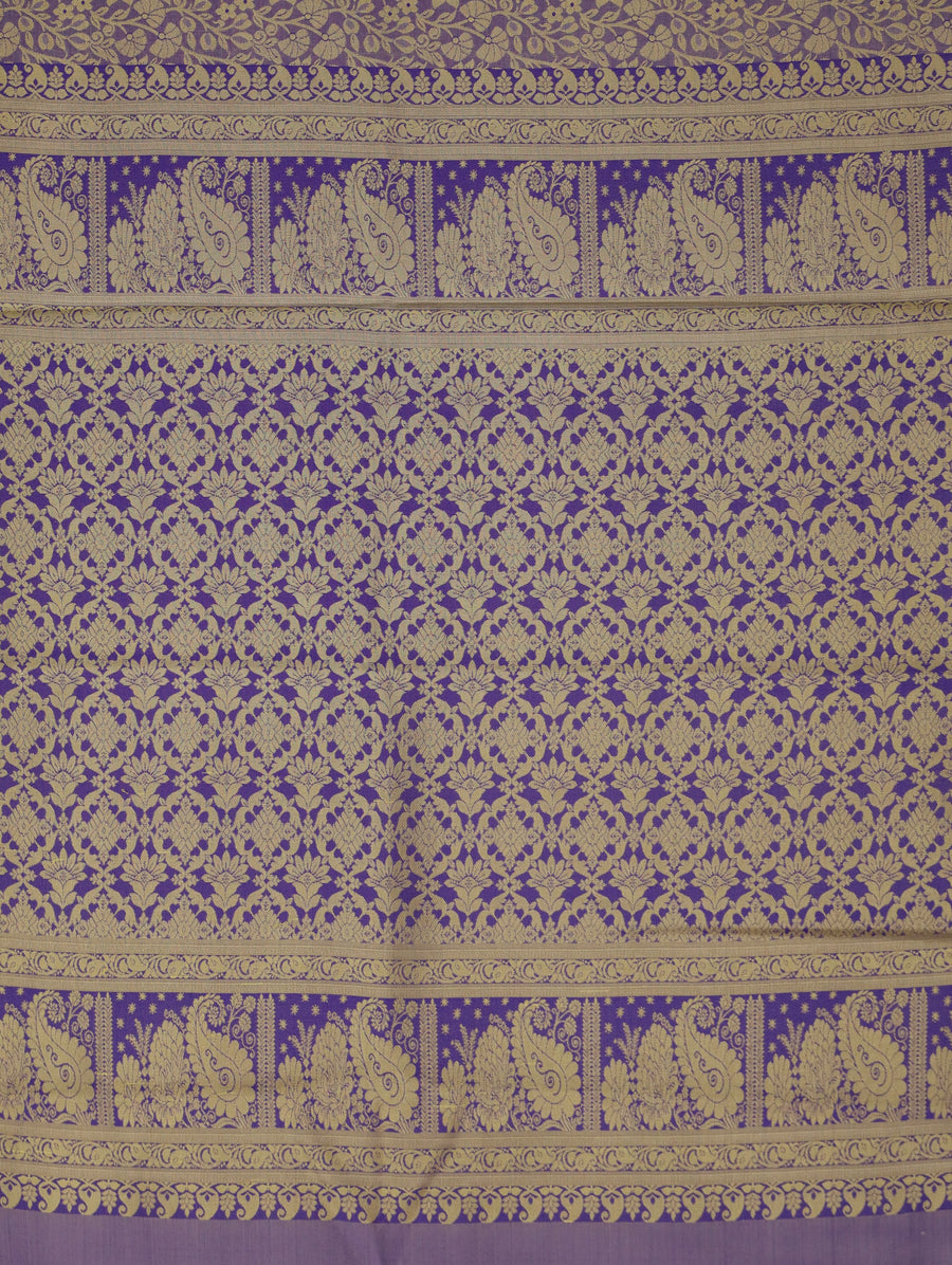 Lavender Mist Kanchipuram Inspired Semi Silk Saree with Wide Wide Contrast Border