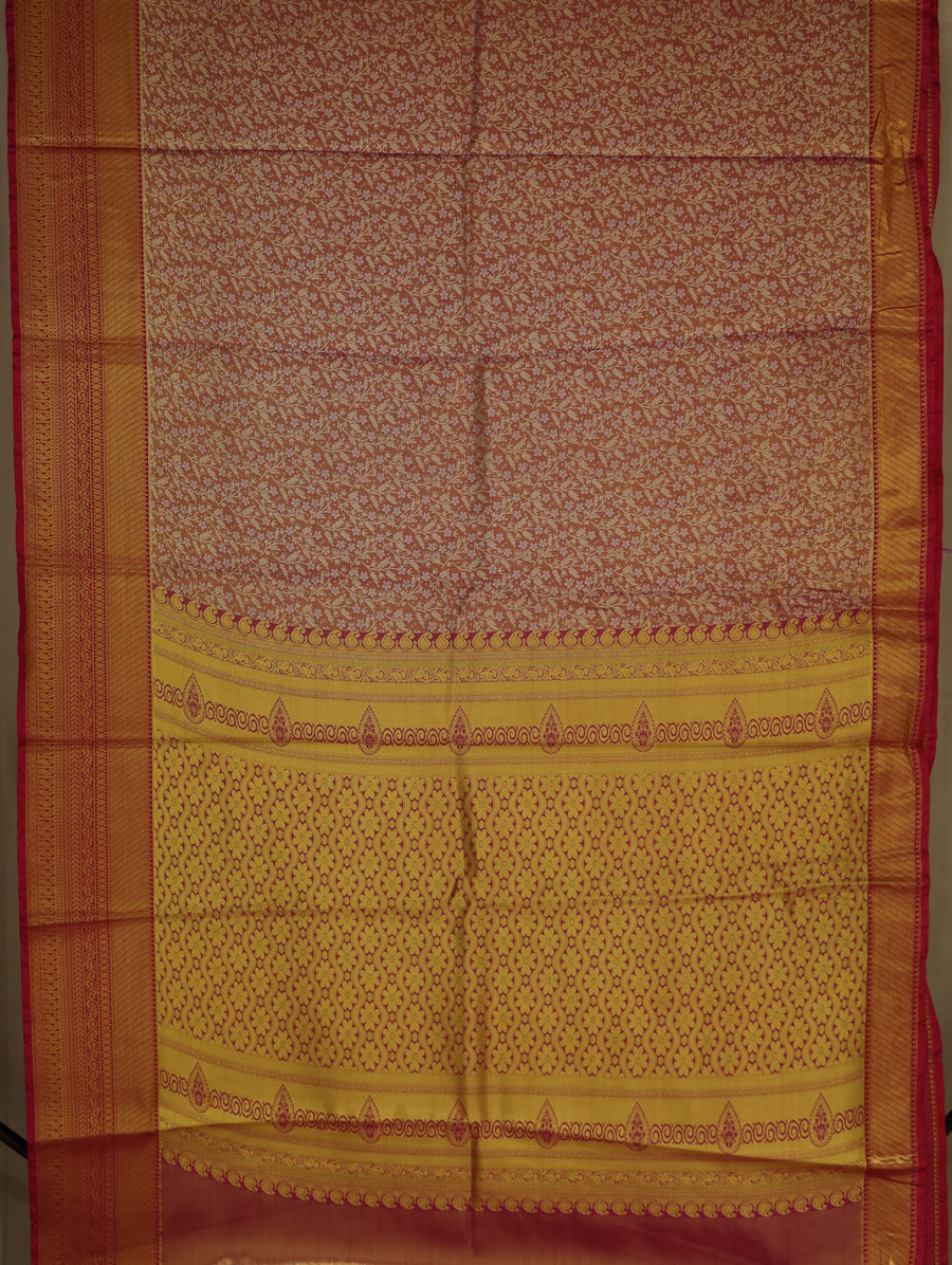 Dusty Rose Dharmavaram Inspired Semi Silk Saree with Medium Medium Contrast Border
