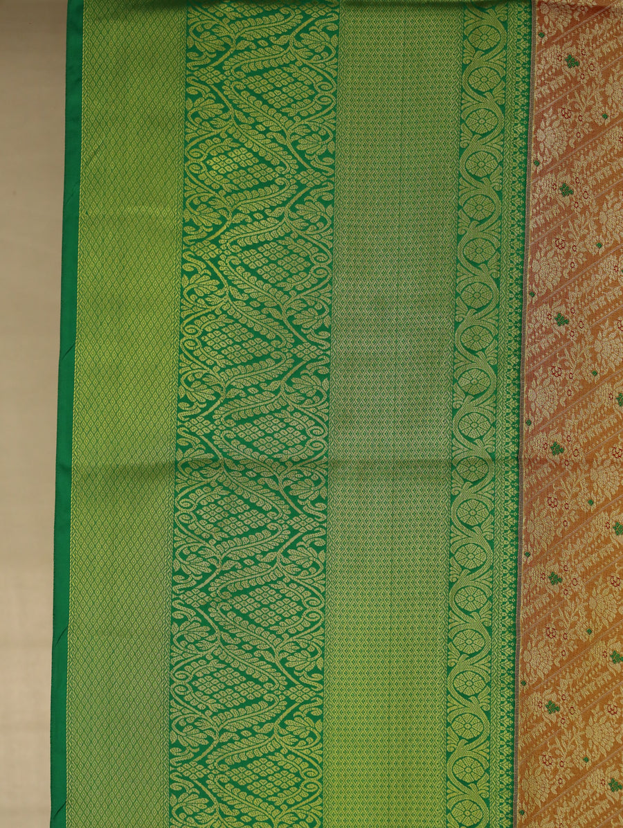 Sage Green Dharmavaram Inspired Semi Silk Saree with Medium Medium Contrast Border
