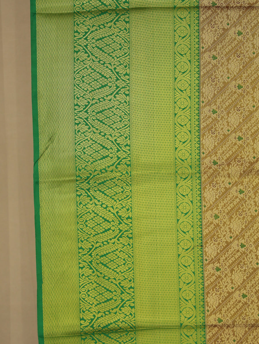 Lime Green Dharmavaram Inspired Semi Silk Saree with Wide Wide Self Border