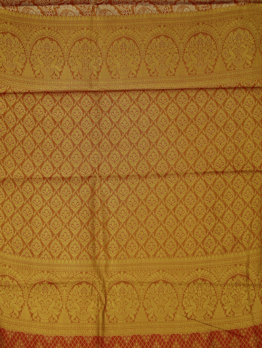 Champagne Gold Dharmavaram Inspired Semi Silk Saree with Wide Wide Contrast Border